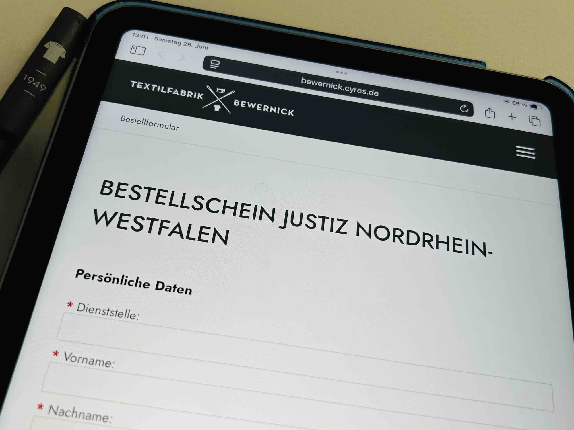 Justiz Nordrhein-Westfalen - Bestellformular Bewernick GmbH Textilfabrik